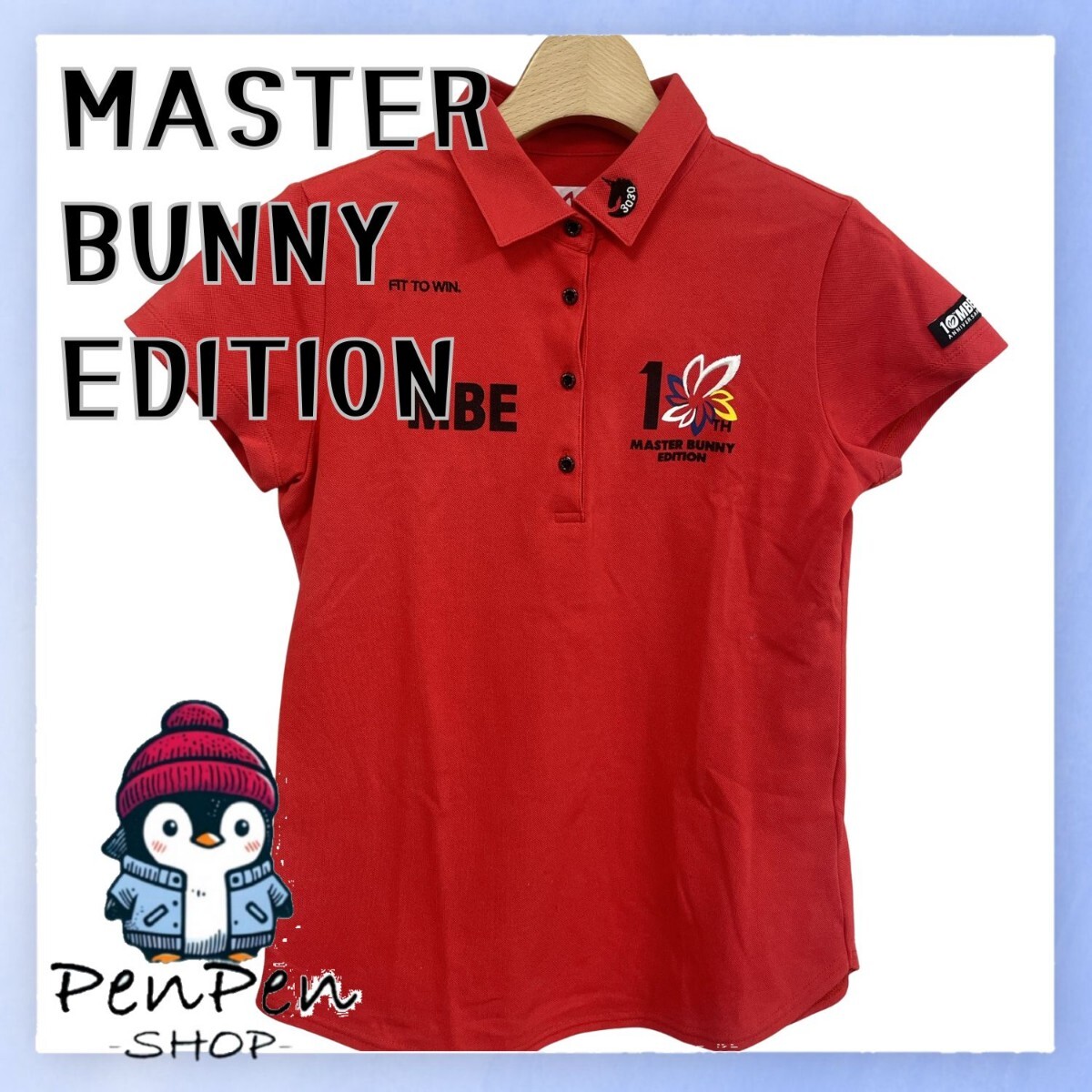 MASTER BUNNY EDITION マスターバニー エディション ゴルフウェア 半袖ポロシャツ 0 Sサイズ S 赤 レッド ロゴ入り 拍卖