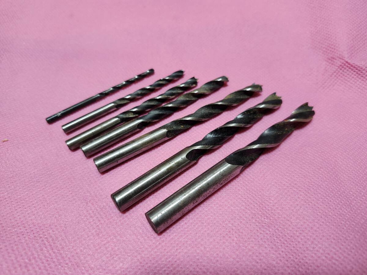 通常のドリル用の木工ドリルの刄 7本セットの中古品拍卖