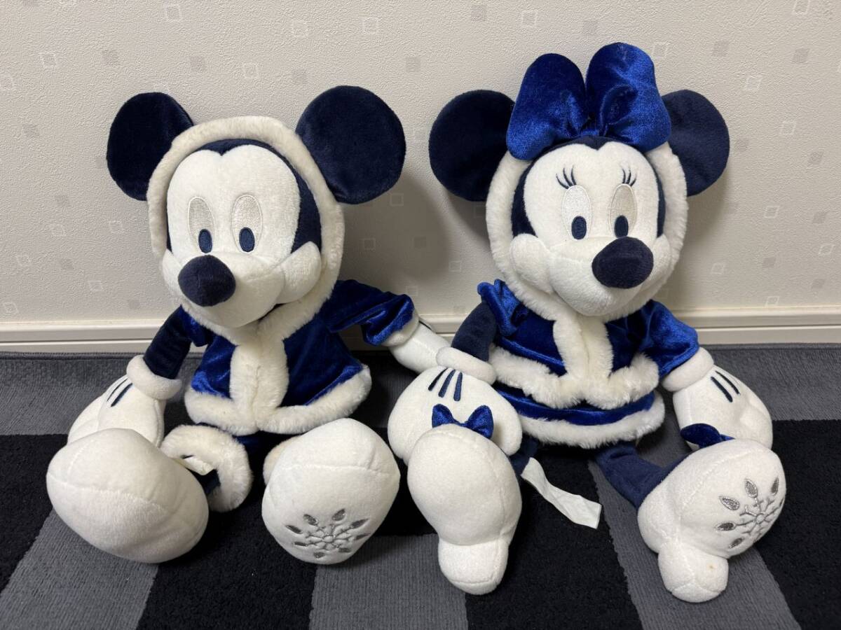 Disney ディズニーストア限定 クリスマス ミッキー ミニー 青 ブルー ぬいぐるみセット拍卖