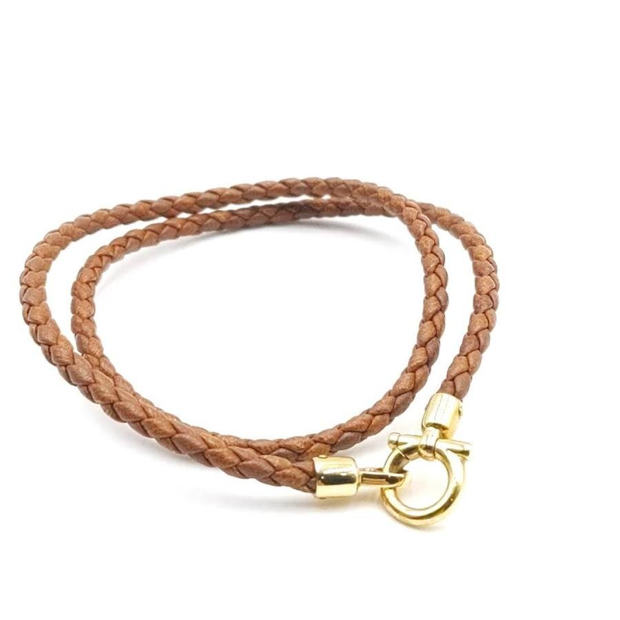 送料無料 美品 サルヴァトーレフェラガモ Salvatore Ferragamo 2連ブレスレット 750 レザー レディース拍卖