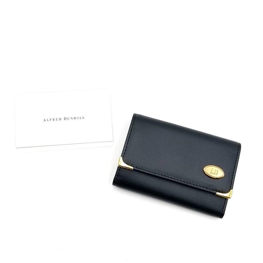 送料無料 超美品 ダンヒル dunhill 6連キーケース レザー 本革 三つ折り 仏製 フランス製 黒 ブラック系 メンズ拍卖