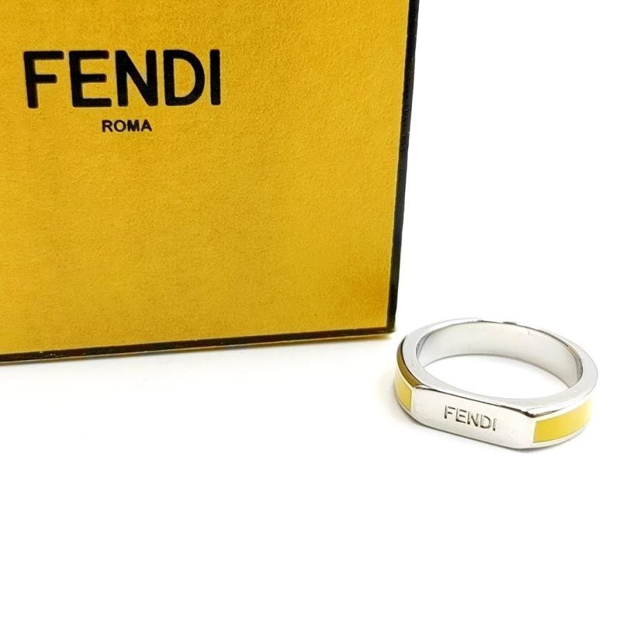 送料無料 美品 フェンディ FENDI 指輪 エナメルリング 1A3722 M 伊製 イタリア製 21号 レディース メンズ拍卖