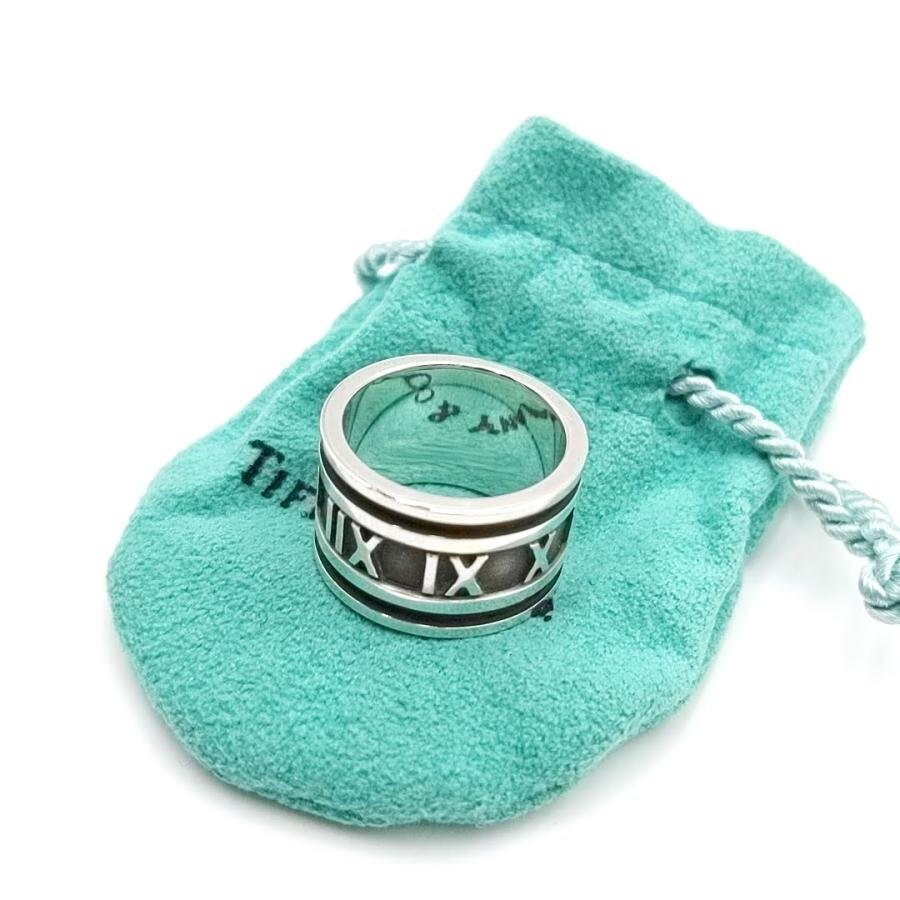 送料無料 美品 ティファニー TIFFANY& Co. 指輪 アトラスワイドリング スターリングシルバー 9号 レディース拍卖
