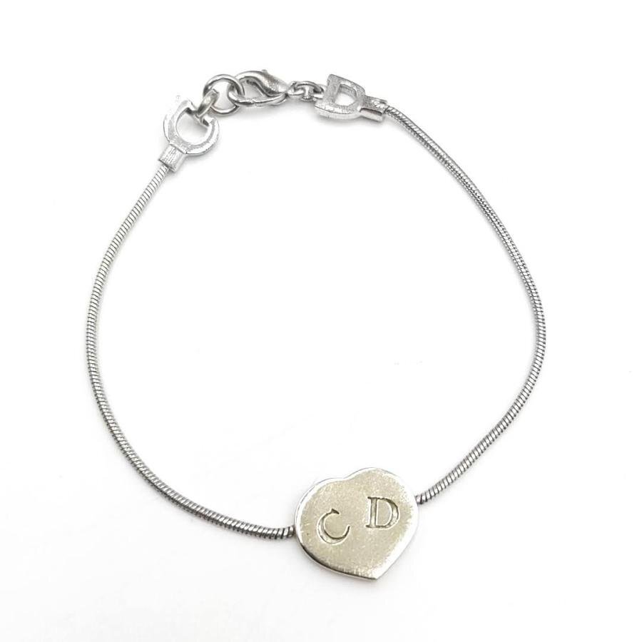送料無料 クリスチャン ディオール Christian Dior ブレスレット バングル CDロゴ ハート シルバー系 レディース拍卖