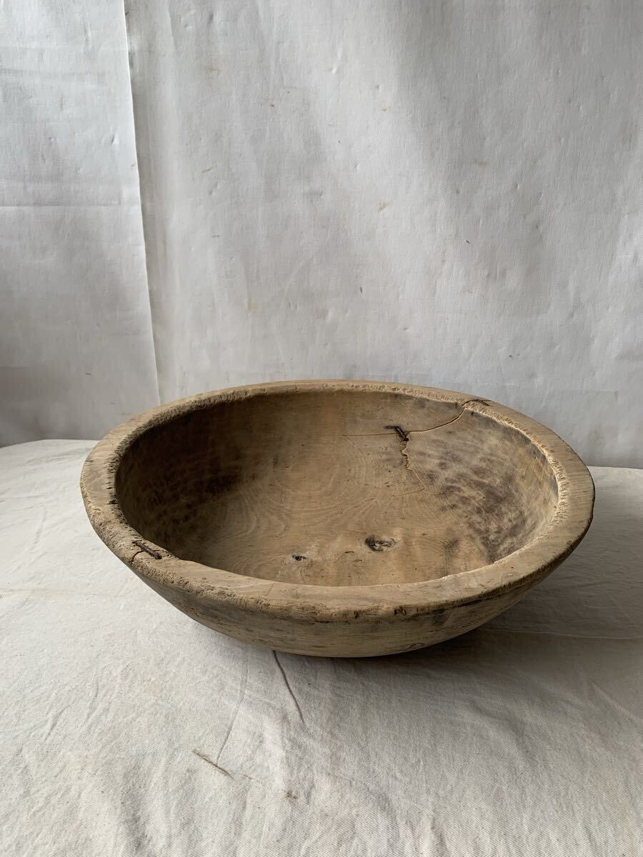 経年の雰囲気が素敵な木製こね捏鉢 プリミティブ民藝無垢材民藝古民具骨董古美術古道具古物インテリアディスプレイ店舗什器オブジェ展示台 拍卖