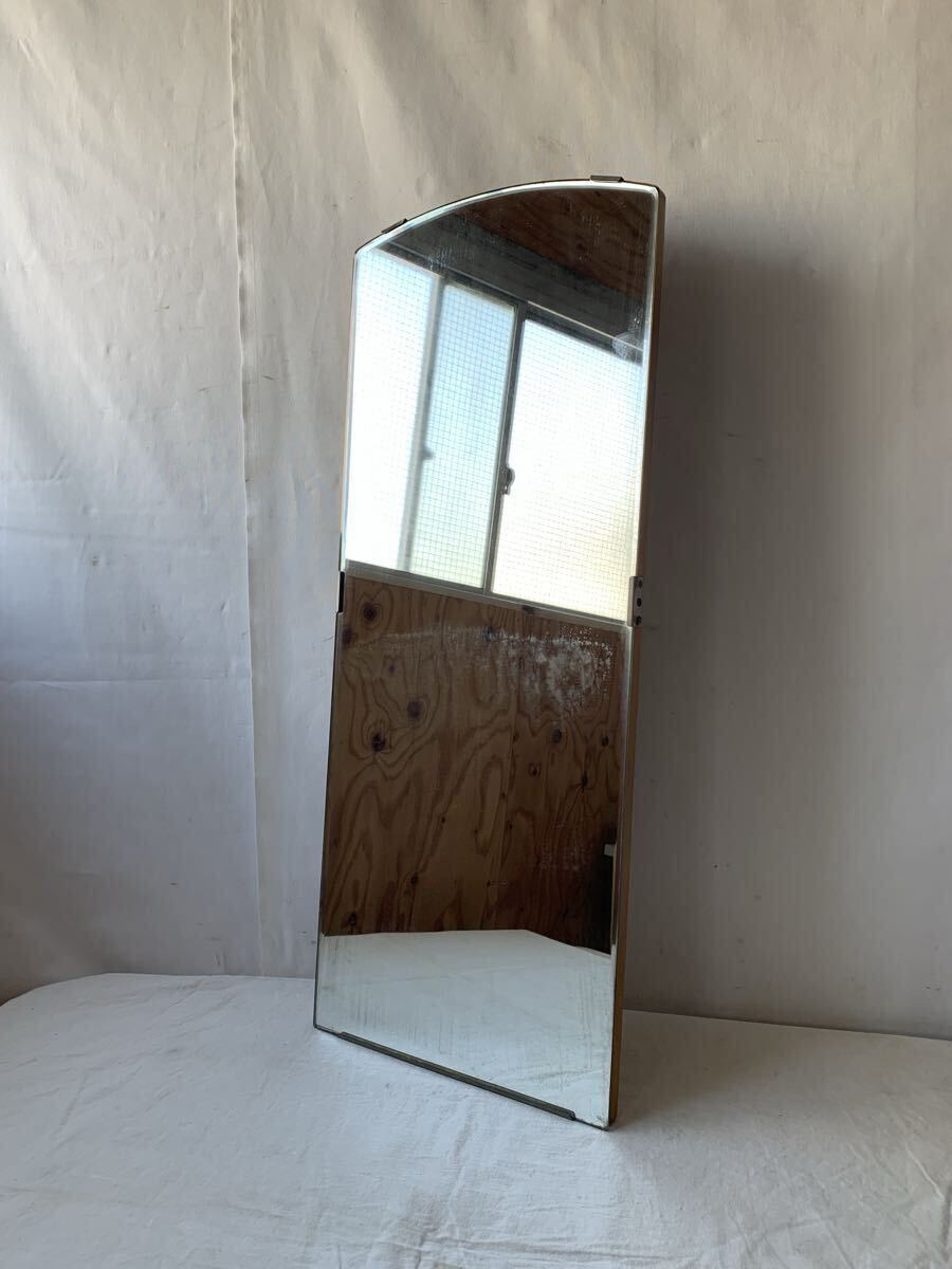 デザインが素敵な鏡ミラー 姿見アンティークビンテージ古道具インテリアディスプレイ店舗什器お洒落ファッションアパレル昭和レトロ雑貨拍卖