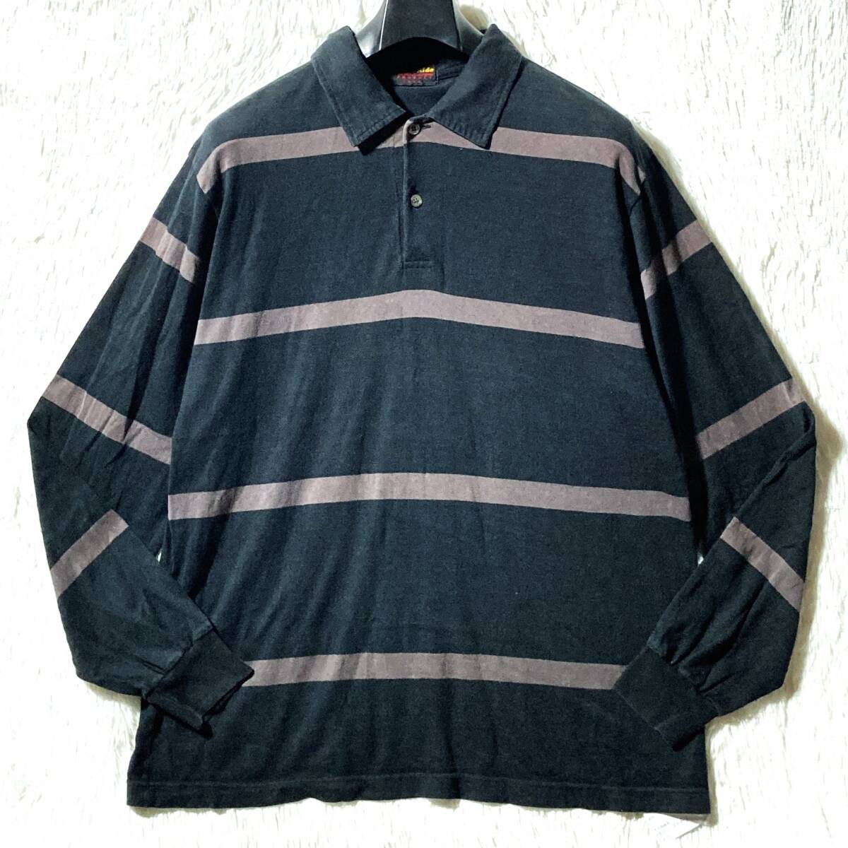 Let it Ride★激レア 初期★90s~00s archive★ボーダー 長袖ラガーシャツ ポロ 黒 L 裏原ストリート Y2Kヴィンテージ レットイットライド拍卖