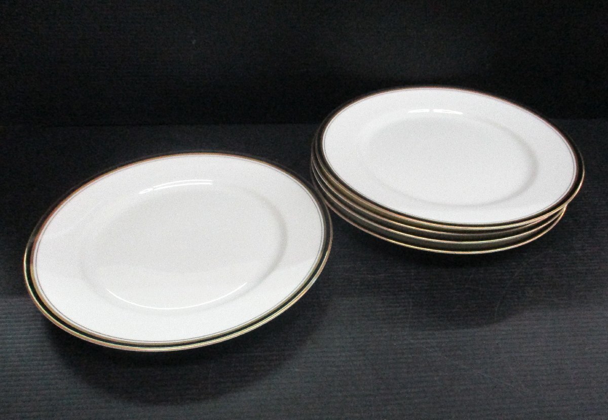 ディナー皿 ディナープレート Dachi 5枚 黒金縁 直径27.5x高さ2.5cm 中古美品 101138 ★拍卖