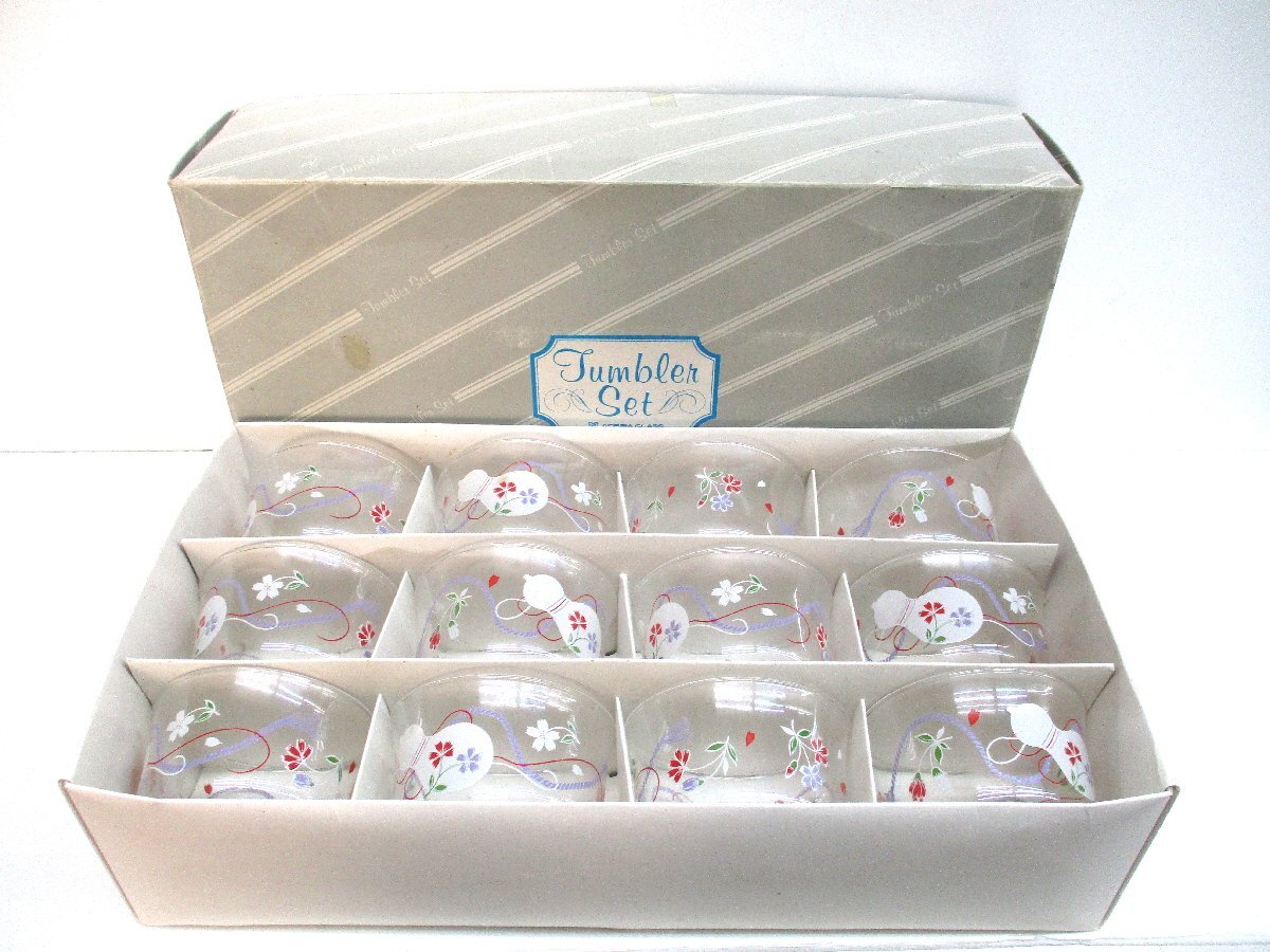 タンブラーグラス スーフル冷茶 瓢箪 レトロ 12個 アデリア S-9342 φ8.5x高さ6.1cm 長期保管品 箱ヨゴレ有 未使用 101163 ★拍卖