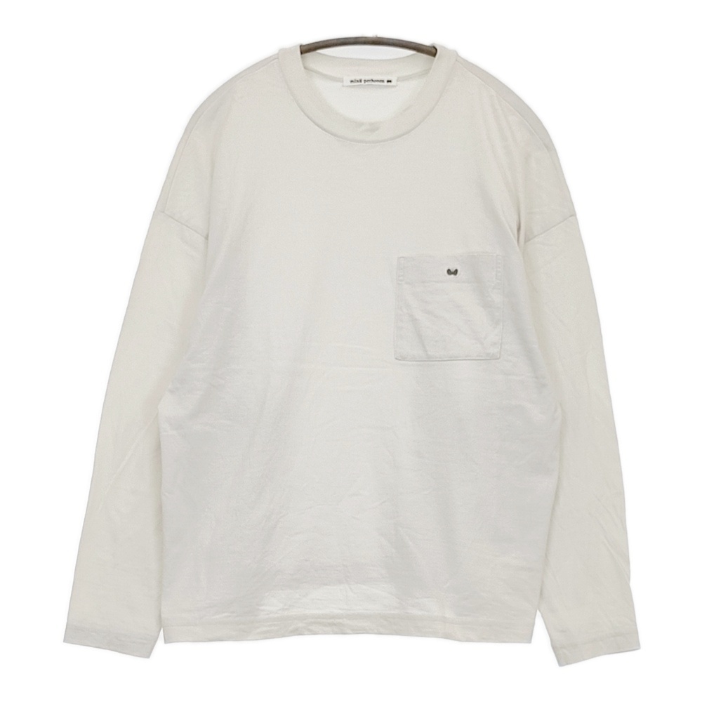 mina perhonen curt va8138 コットン ワンポイント刺繍 ポケット 長袖Tシャツ カットソー ライトグレー ミナペルホネン 5-0728M 255574拍卖