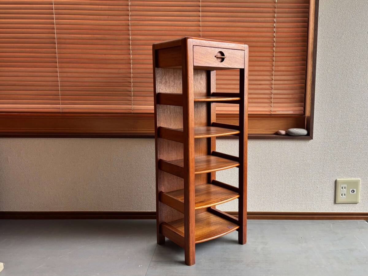 No.11465 Najico ナジコ チーク ラック 収納棚 玄関 スリッパ 電話台 コンソール 引き出し レトロ ヴィンテージ 家具 チェスト 検) 北欧 拍卖