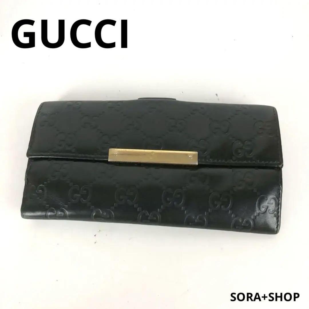 GUCCI グッチ グッチシマ 長財布 ブラック レディース ブランド  真贋鑑定 送料無料 人気 正規品 即決拍卖