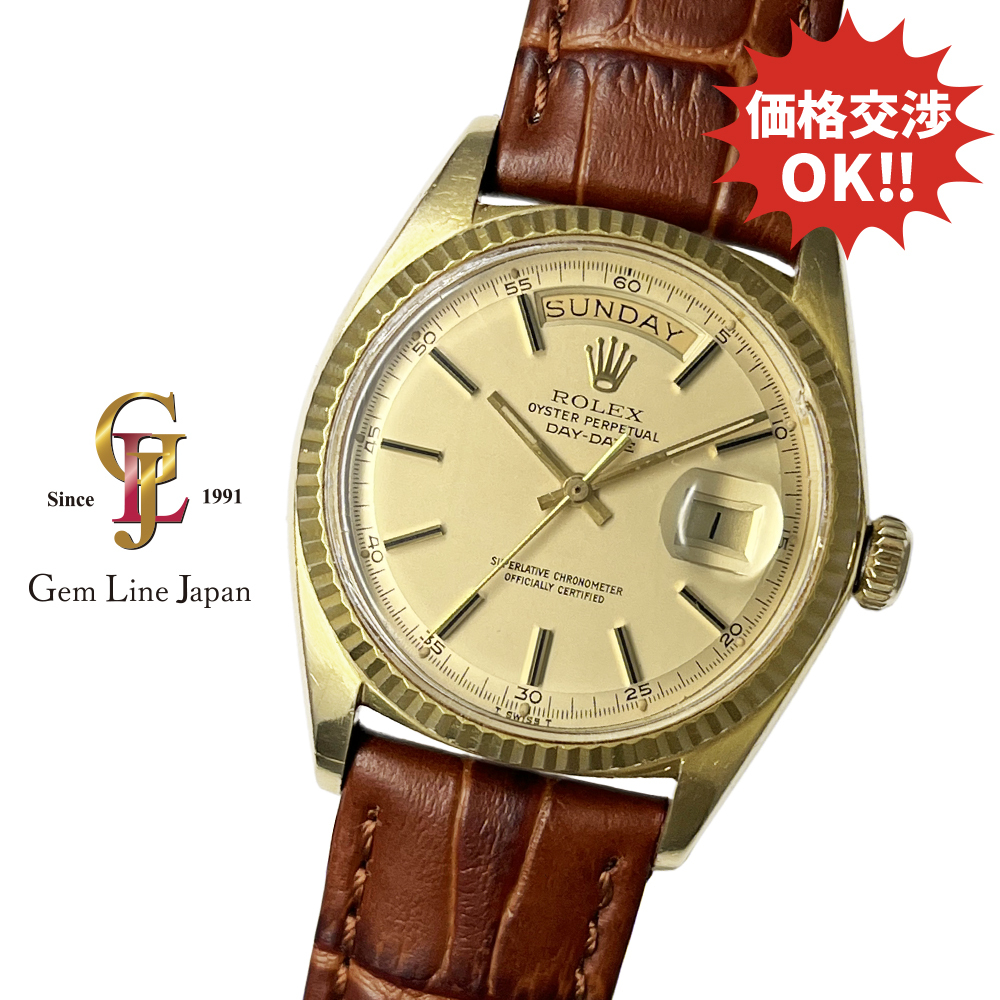 ヴィンテージ ロレックス デイデイト 1803 24番 YG/革 ハック/早送り無し シャンパン/バー メンズ 自動巻 時計拍卖