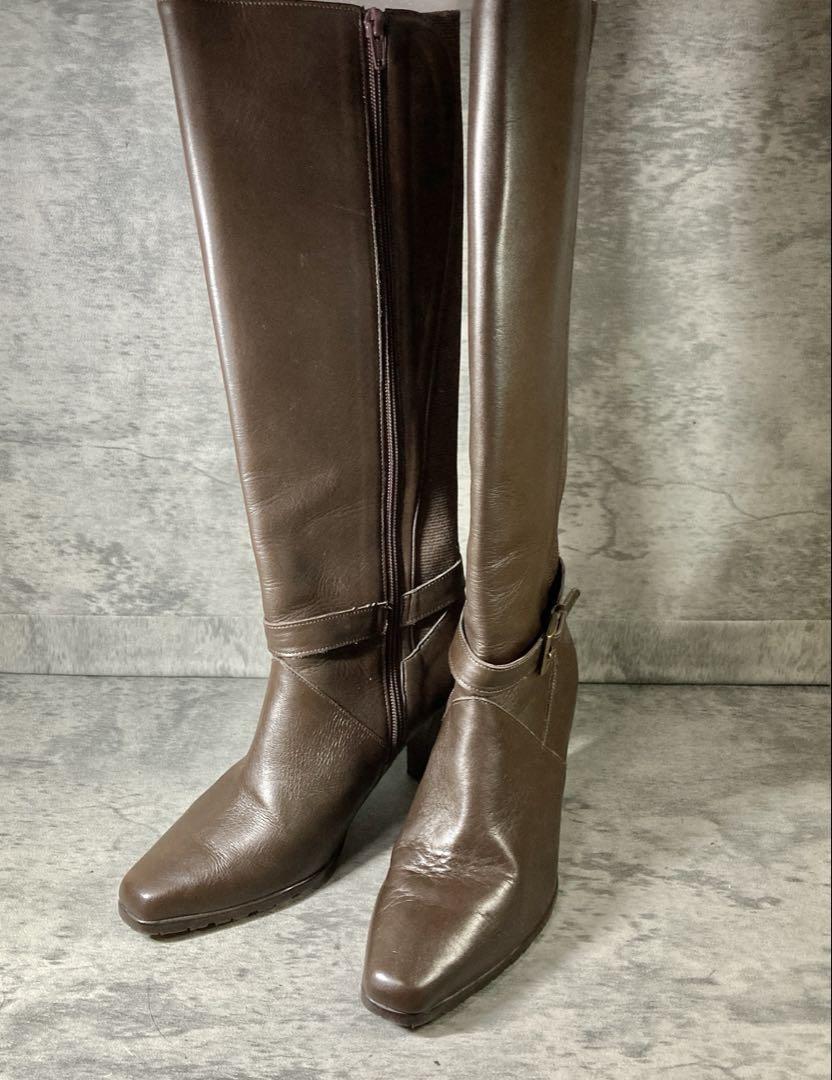 【DANDY BOY】ロングブーツ サイドジップ リングベルト 日本製 24cm拍卖