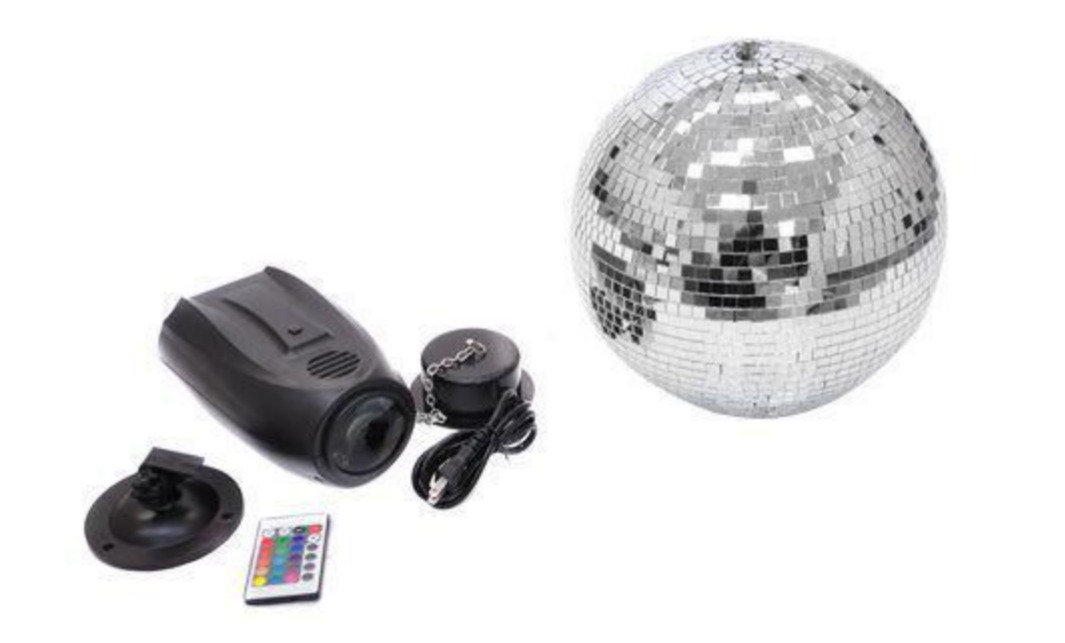 ミラーボール30cmフルセット★新品未使用◎最新LEDスポットライト付拍卖