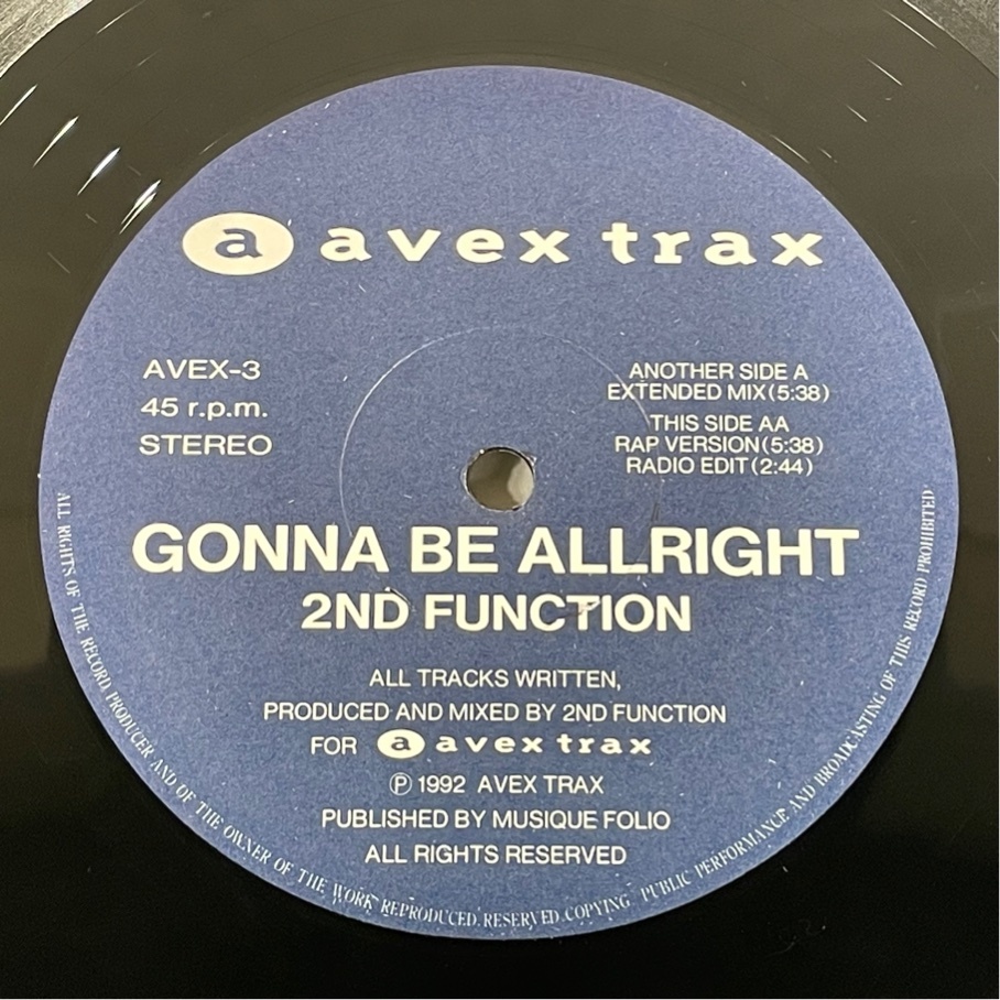 Avex Trax AVEX-3 Gonna Be Alright 2nd Function 洗浄済 12インチ拍卖