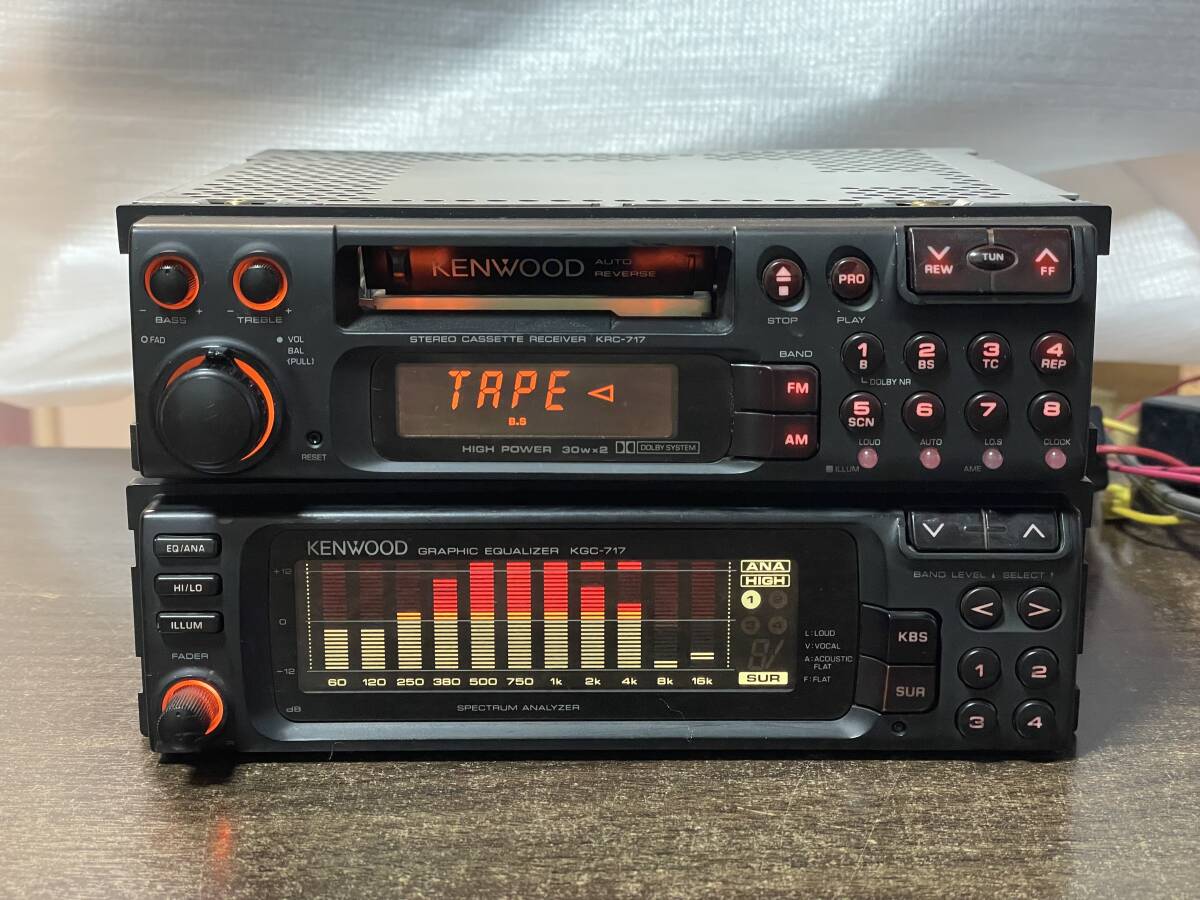 OH完動品□ケンウッド製1DIN+1DIN カセットデッキ KRC-717/KGC-717 動作確認済拍卖