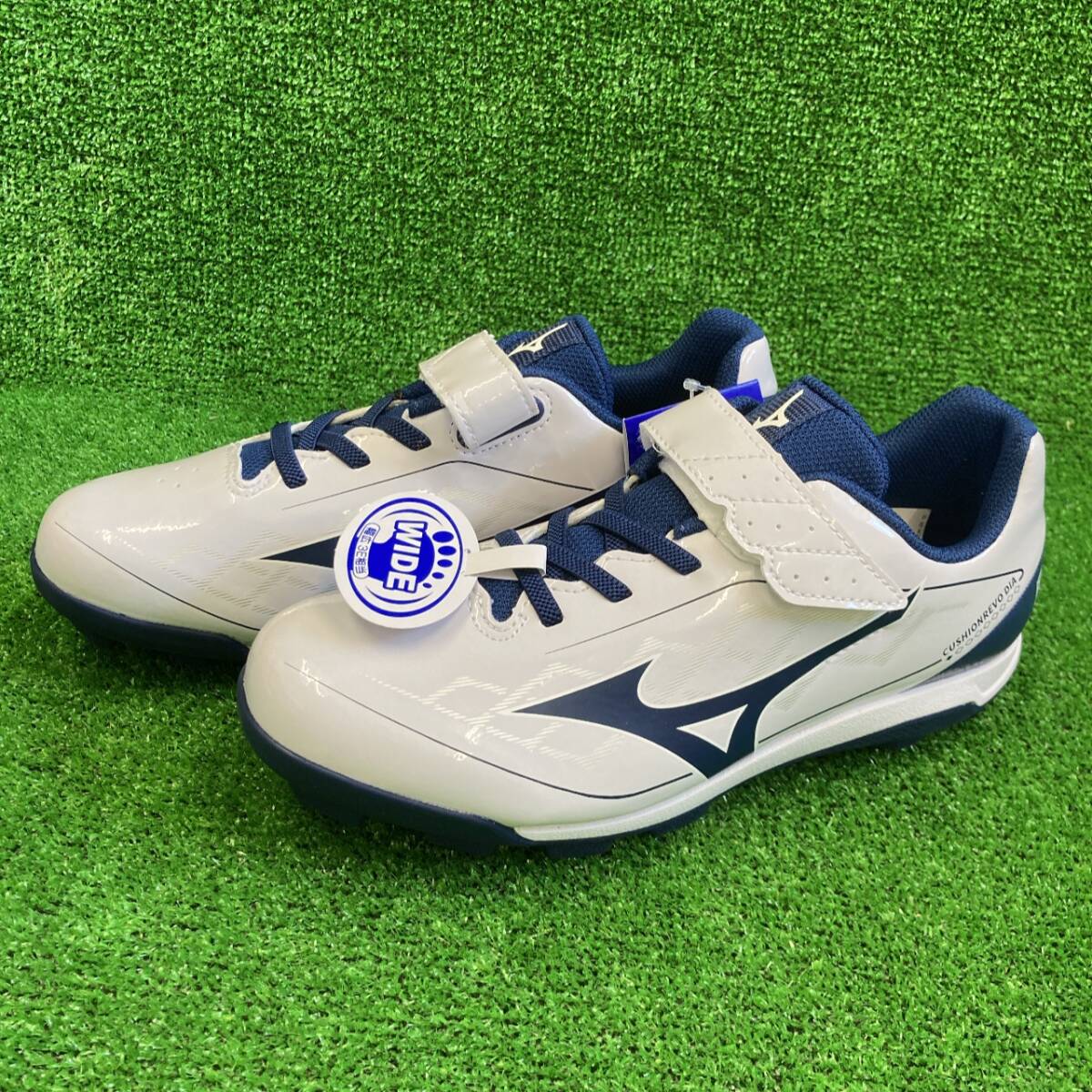 58 ミズノ ポイントスパイク ホワイト×ネイビー 22.5cm 11GP252714 3E 新品拍卖