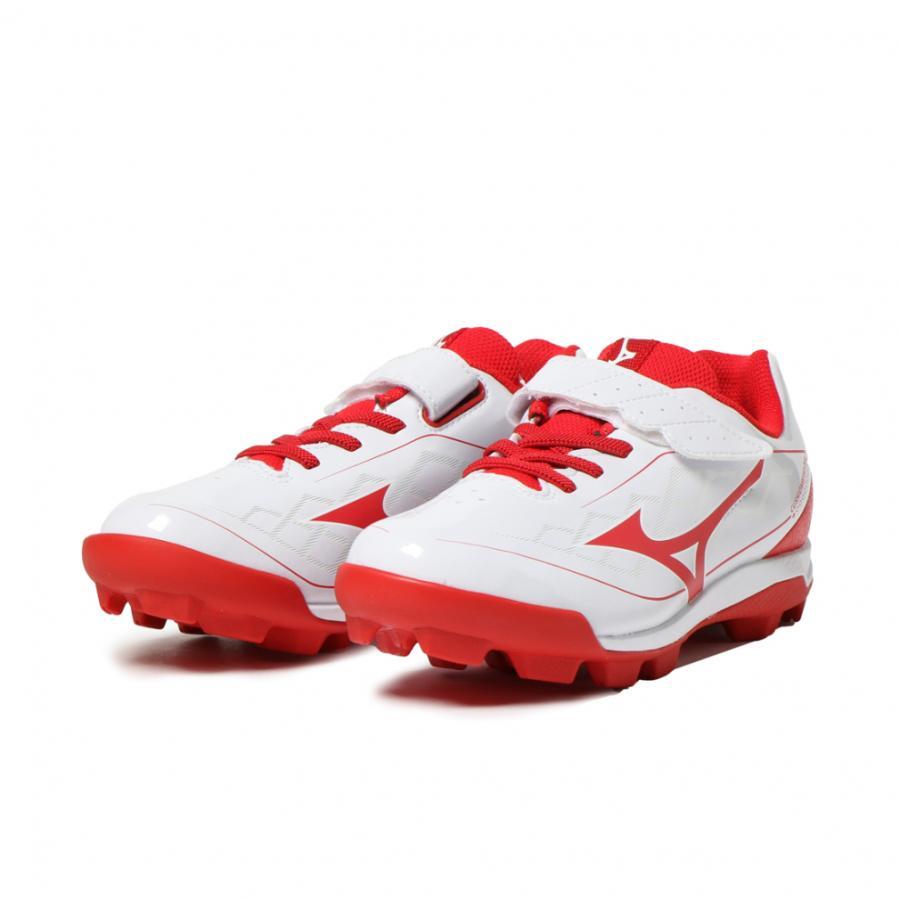 58 ミズノ ポイントスパイク ホワイト×レッド 22.5cm 11GP252762 3E 新品拍卖