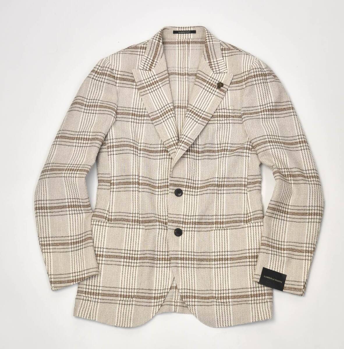 新品ガブリエレ パジーニGabriele Pasiniジャケット46ベージュチェック拍卖