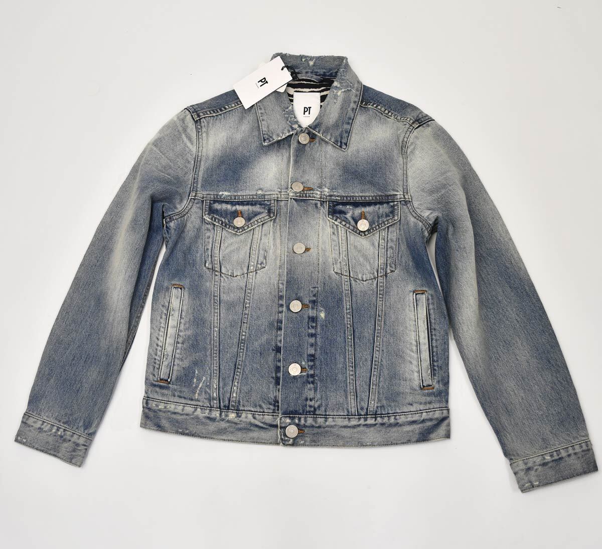 新品ピーティートリノPT TORINOデニムジャケット46ダメージGジャン インディゴブルー拍卖