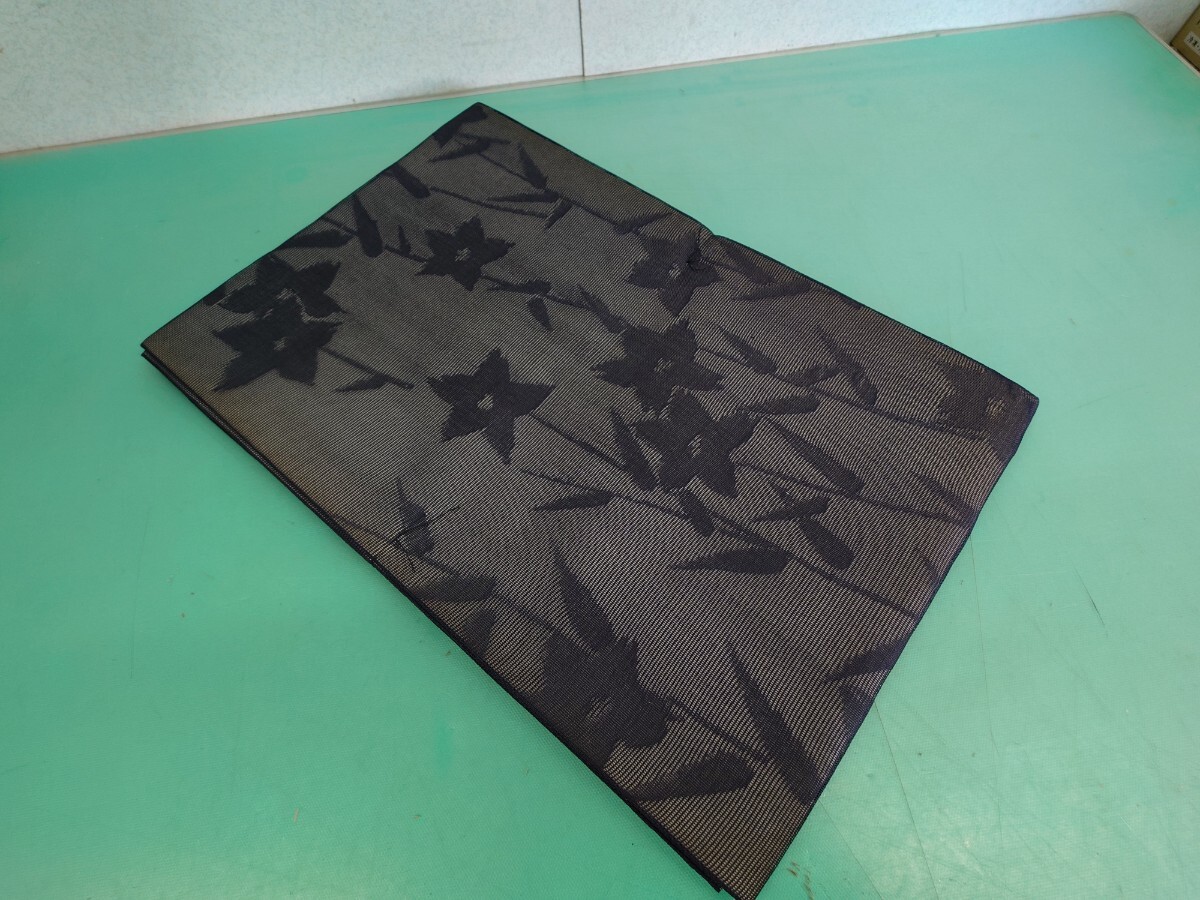 ●116 しつけ糸付 未使用品 夏帯 喪用 名古屋帯 絽織 華文様 桔梗 柄 墓参り 法事 名古屋帯 ③拍卖