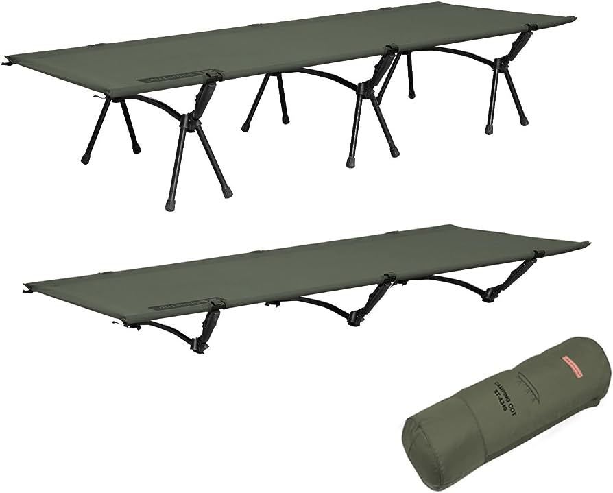 新品未使用 高品質 アウトドアベット 折りたたみ 強い安定性 通気性 ハイ/ロー切替可能 軽量 耐荷重150kg キャンプ(アーミーグリーン)拍卖