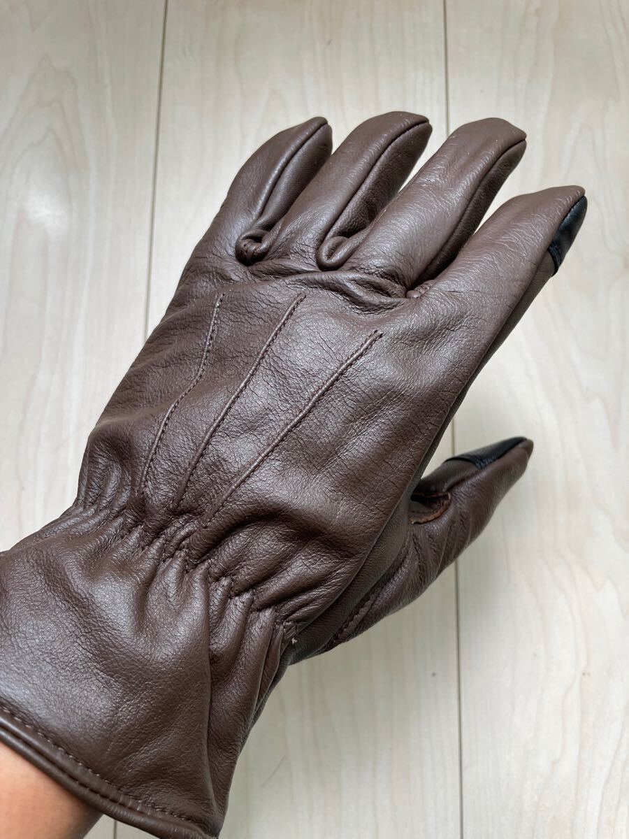 新品未使用 SCARSONG バイク用 レザーグローブ 本革 Mサイズ 茶色 タッチパネル スマホ対応 普段にも使える 送料安拍卖