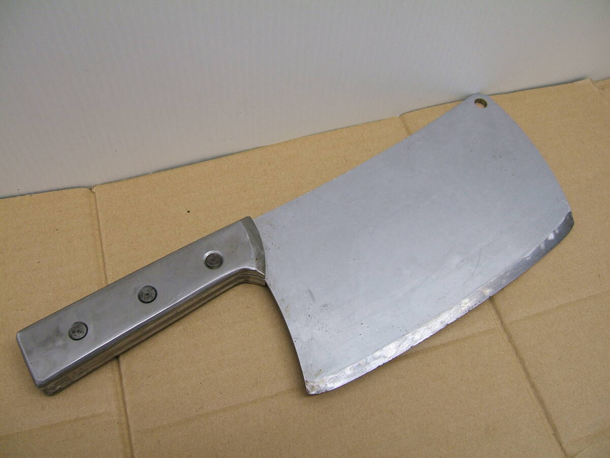 中古 中華包丁 メーカー不明 刃長200mm 重さ約1154g 包丁 調理器具 庖丁 刃物  096拍卖