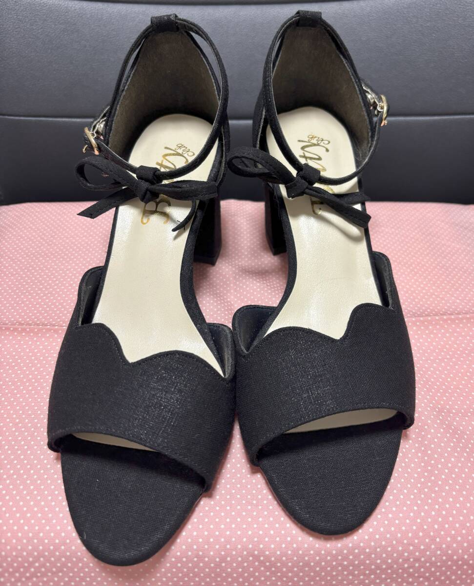 ★★結婚式、パーティに◆丸井で購入◆Betty◆黒リボンサンダル◆ヒール6.5㎝◆サイズ22.5㎝◆試着のみ★★拍卖