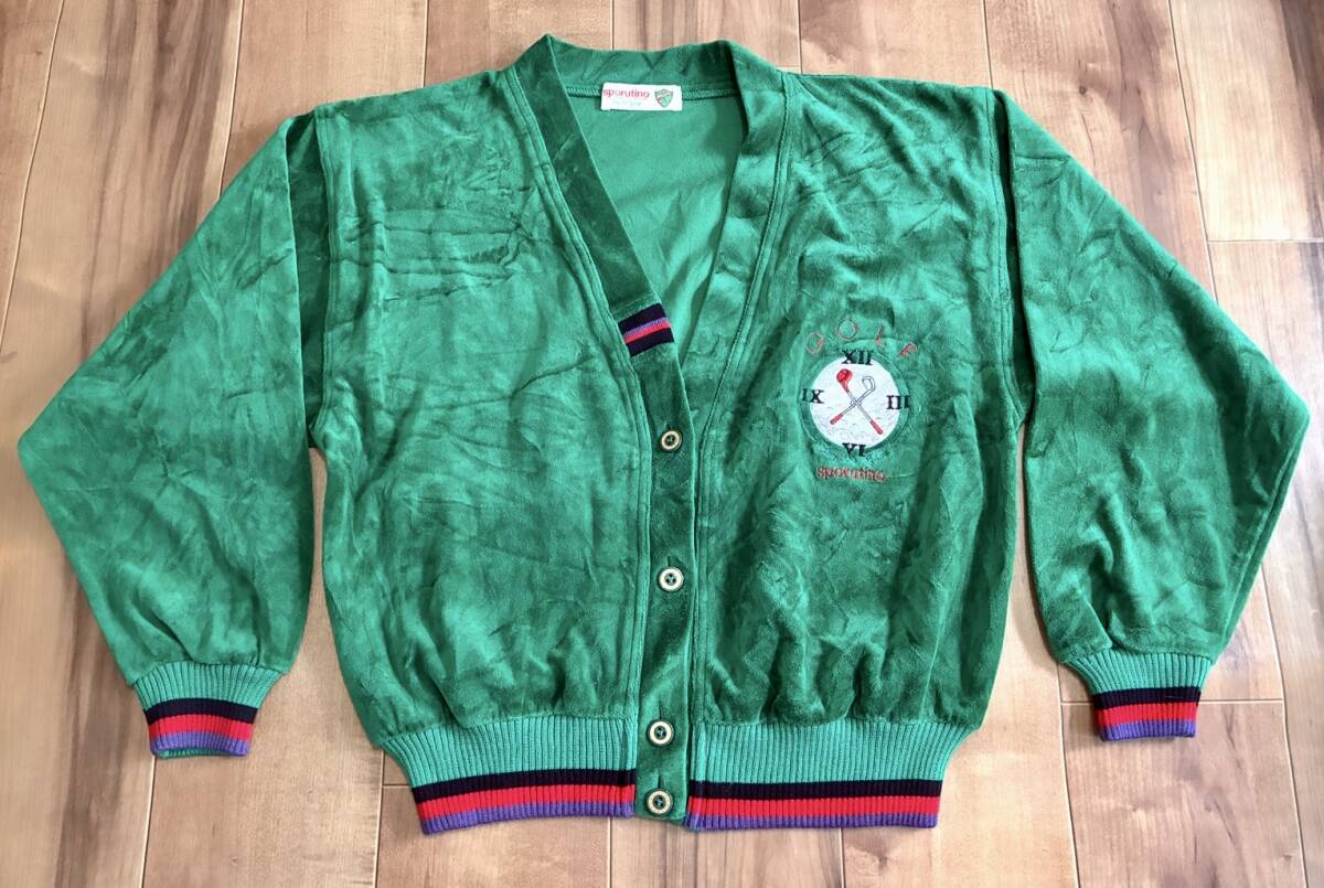 ヴィンテージ ベロア素材 カーディガン ゴルフ 80s90s拍卖