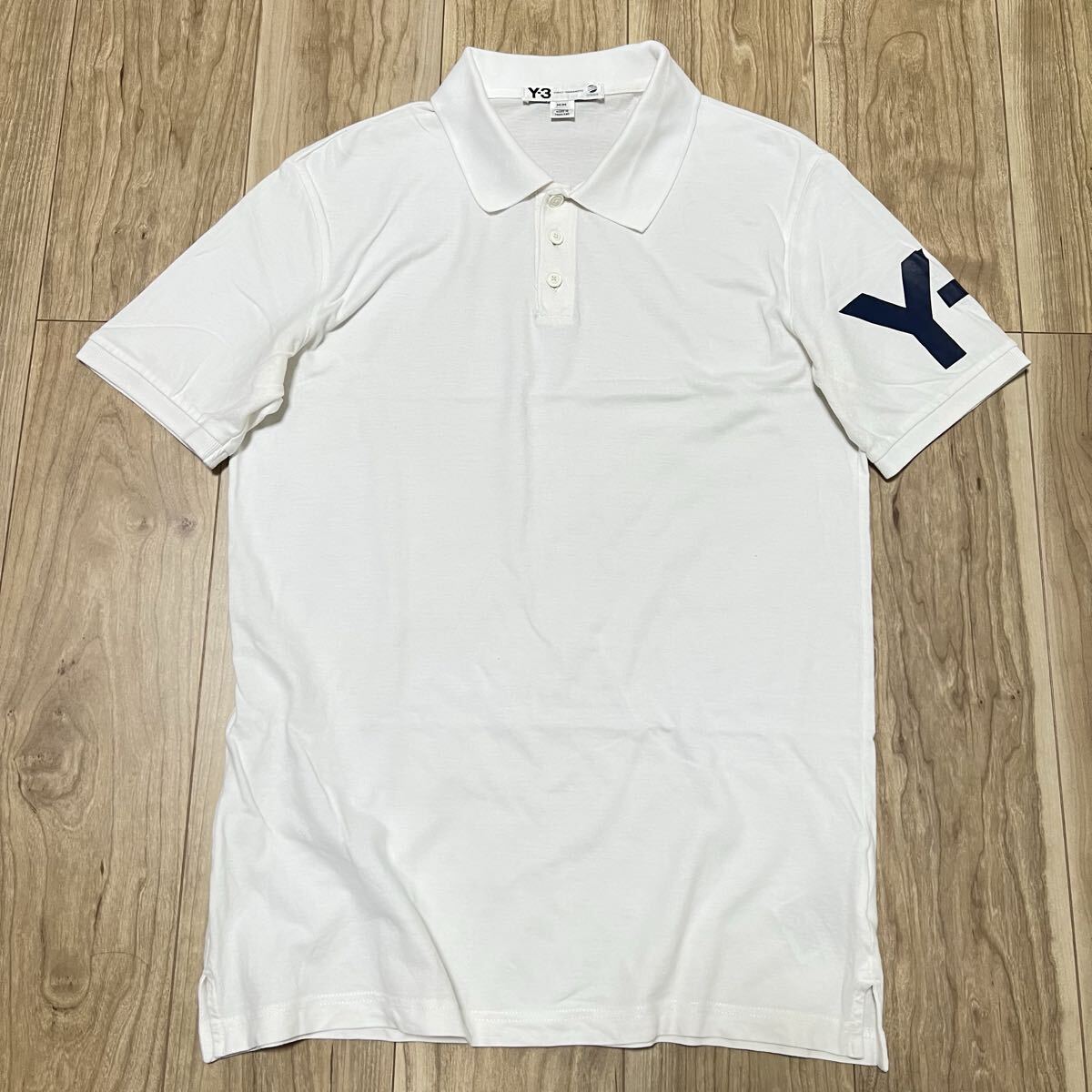 ★送料360円★美品 ヨウジヤマモト Y-3 ワイスリー yohji yamamoto × adidas 半袖 ポロシャツ 白 ホワイト サイズM メンズ 袖ロゴ R-7967拍卖