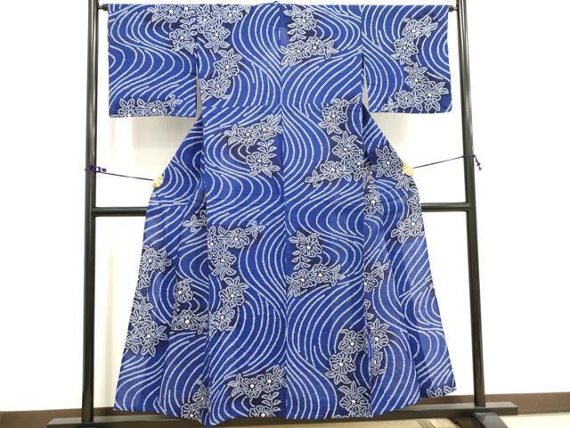 平和屋着物∴夏物 浴衣 有松鳴海絞り 流水花文 綿 逸品 DAAV7274cd拍卖