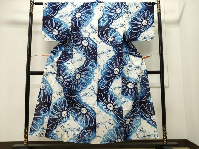 平和屋着物∴夏物 浴衣 有松鳴海絞り 舞花文 綿 逸品 CAAW5028dy拍卖