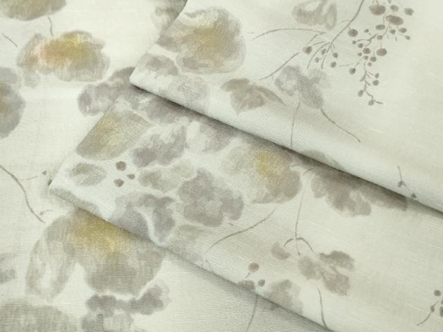 平和屋着物■極上 小紋 単衣 お召地 南天蔦の葉 金彩 逸品 未使用 DZAA7941kh5拍卖