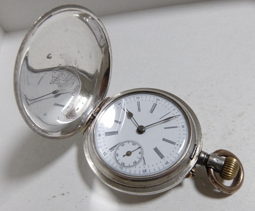 明治時代後期の銀無垢(オシドリ印)フルハンターケース懐中時計拍卖