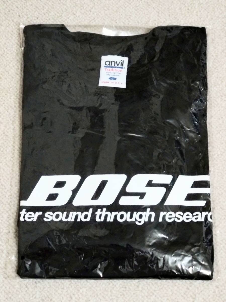 ●未使用・デッドストック 90's ヴィンテージ USA製 anvil Tradition BOSE ラバープリント Tシャツ Lサイズ ブラック拍卖