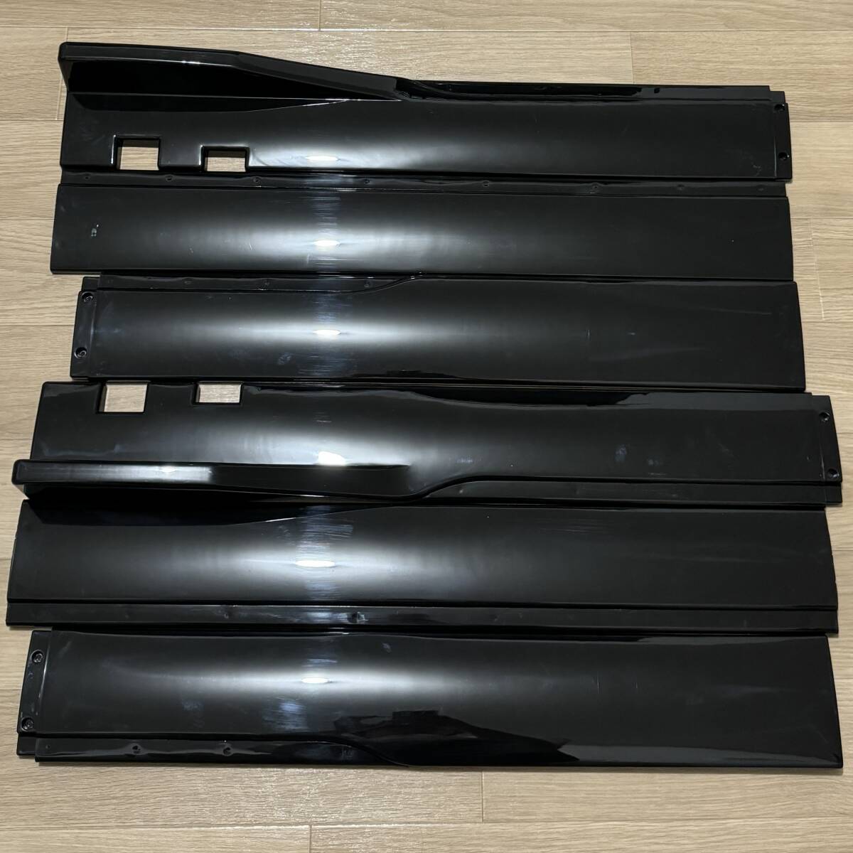 サイドスポイラー サイドカナード 220cm 2.2m サイドスカート 左右 6分割 ブラック 軽量 社外品 汎用 新デザイン拍卖