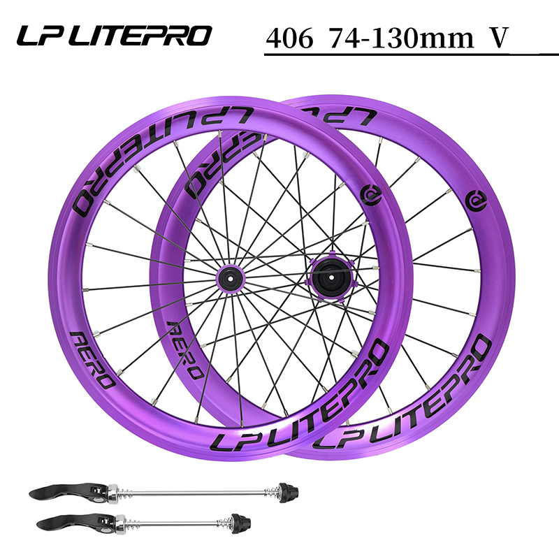 20インチ 406 Vブレーキ Litepro AERO 自転車ホイール 40㎜ディープリム 完組 前後セット 折りたたみ自転車/ミニベロ拍卖