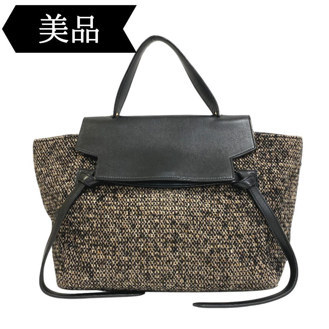 ◇セリーヌ◇ツイード×レザー/ベルトバッグ/ミニ/2WAY/ショルダーバッグ拍卖