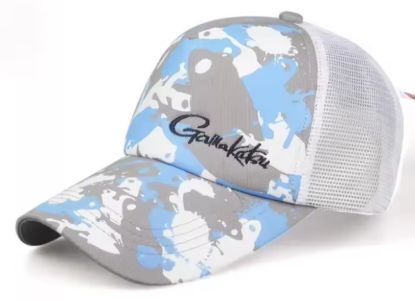 【送料無料】がまかつ GM-9878 カモフラ サイズL 頭囲57〜60㌢ アジャスター フリー調整 帽子 SkyBlue 空色 ハーフメッシュ キャップ 刺繍拍卖