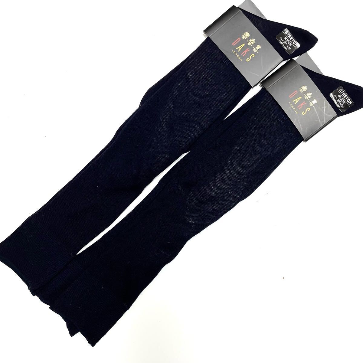 新品 DAKS ダックス 靴下 ハイソックス 2足 薄手 紺 27-28 b拍卖