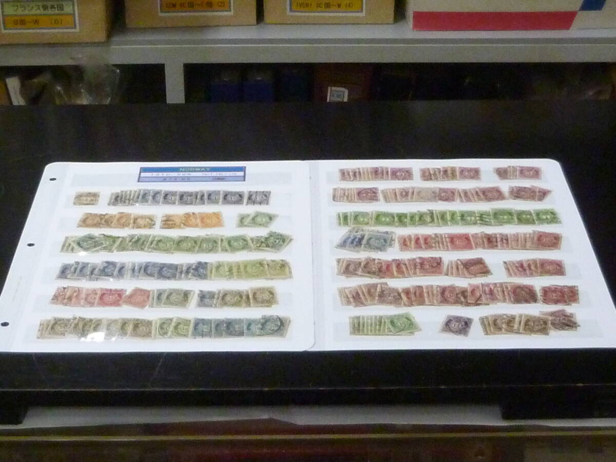 25 M №12 ノルウェー切手 1910-1929年 SC#74-95の内 計300枚+ 2リーフ 未整理品 使用済主体 拍卖