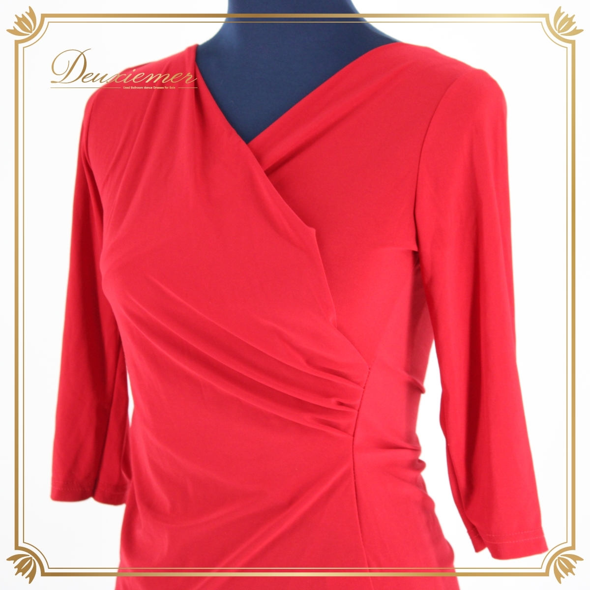 社交ダンス 衣装 トップス スタンダード レッスンウェア 練習着 赤 無地 シンプル レッド系 アシンメトリー アシメ 派手 目立つ 長袖拍卖