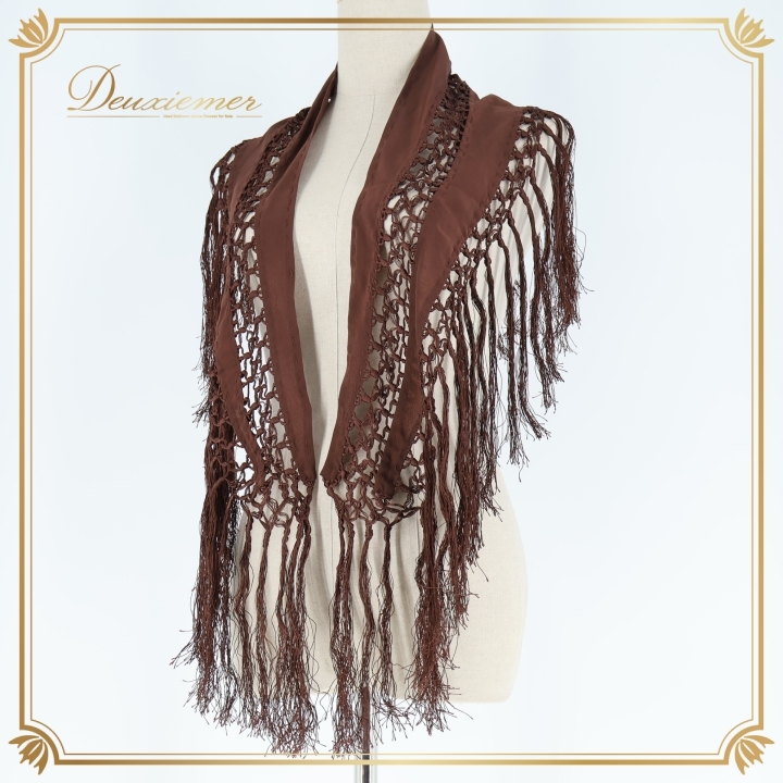 フラメンコ 衣装 シージョ ピキージョ 茶色 ブラウン系 編み込み 網目 フレコ お洒落 ダンス 小物 装飾 フリンジ 舞台 パーティ ダンス拍卖