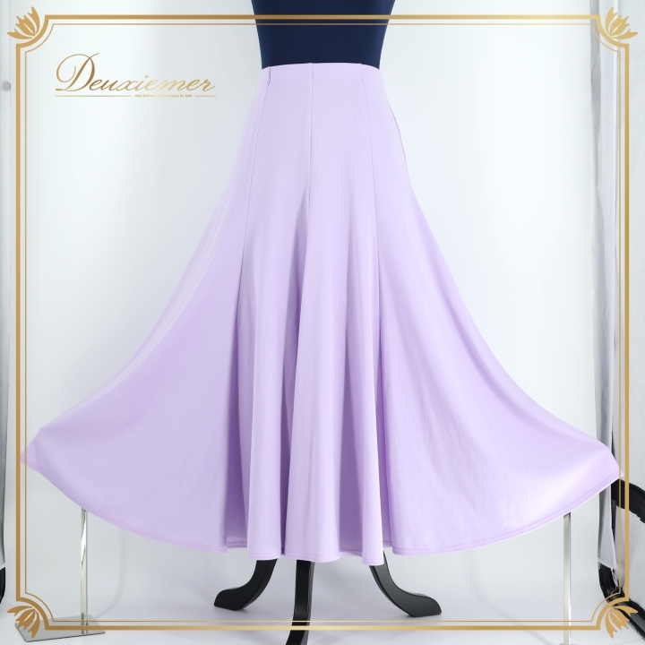 社交ダンス 衣装 スタンダード スカート パープル系 無地 スタンダードスカート レッスン ストレッチ パピヨン 紫 シンプル 伸縮 練習着拍卖