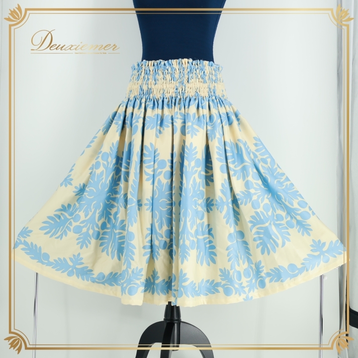 フラダンス 衣装 パウスカート クリーム系 フラ ダンス ハワイアン 水色 練習 シングル アロハ レッスン 柔らかい ハワイアンプリント拍卖