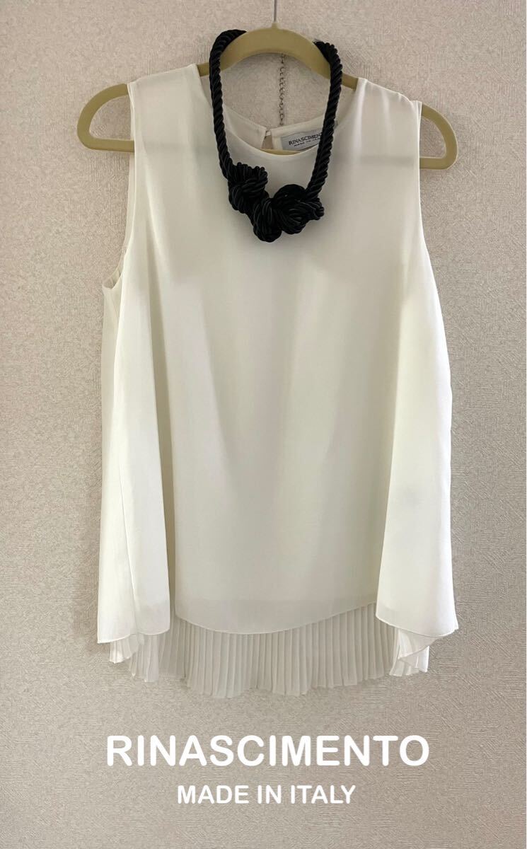 【RINASCIMENTO】 ネックレス付きノースリーブトップス 白 S ホワイト ノースリーブブラウス拍卖