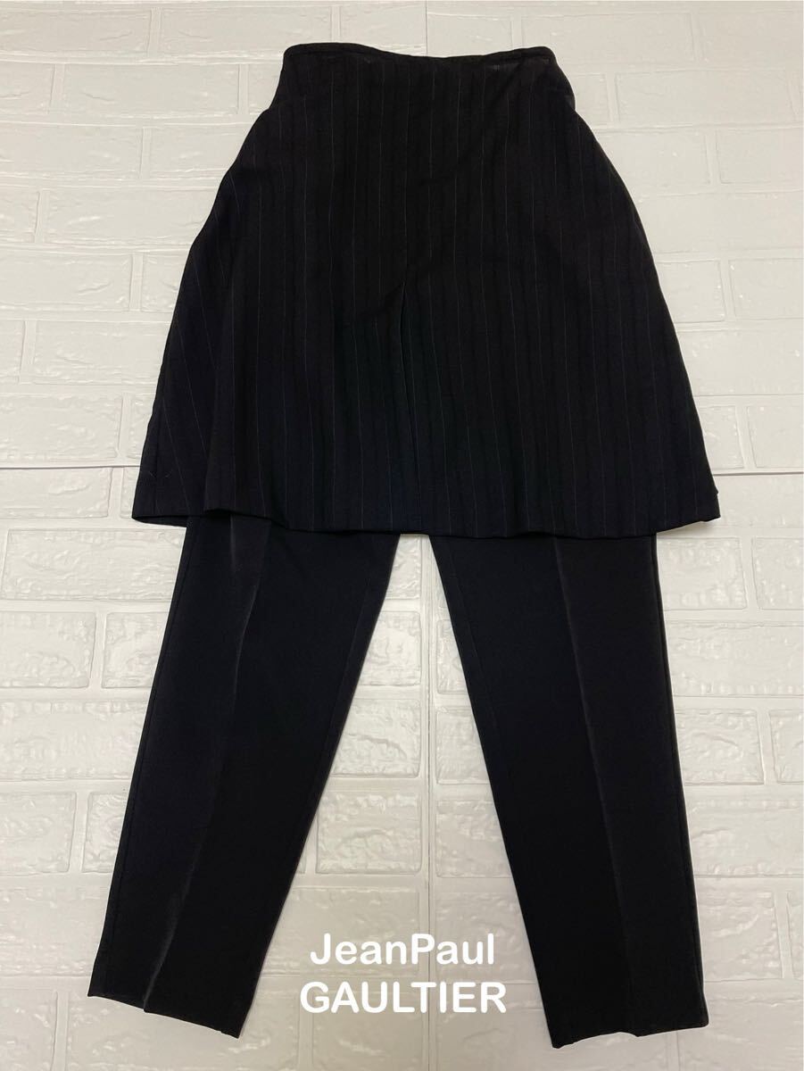 【JeanPaul GAULTIER CLASSIQUE】ウールスカート40 黒 ブラック ゴルチェ拍卖