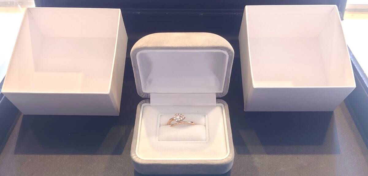 K18 PG ダイヤ リング 刻印:K18 0.30 サイズ:12号 総重量:約3.5g 18金 ダイヤの雫 指輪 ピンクゴールドジュエリー 拍卖